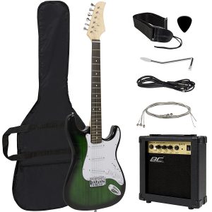 Full Size Green Electric Guitar with Amp