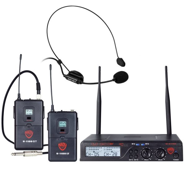 Nady U-2100 Dual Combo HM-GT 200-Channel UHF Wireless Headset Microphon